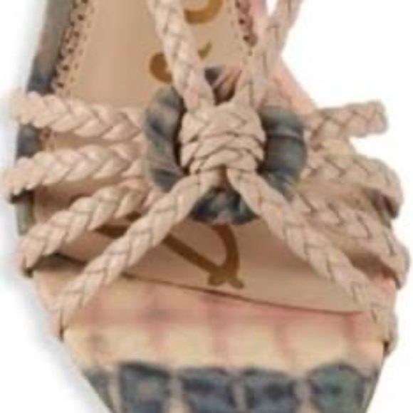 SAM EDELMAN 'Pankin' Seashell Pink Braided Strappy Slingback Heeled Sandals - Picture 3 of 12